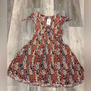 Free People Red and Cream Floral Dress